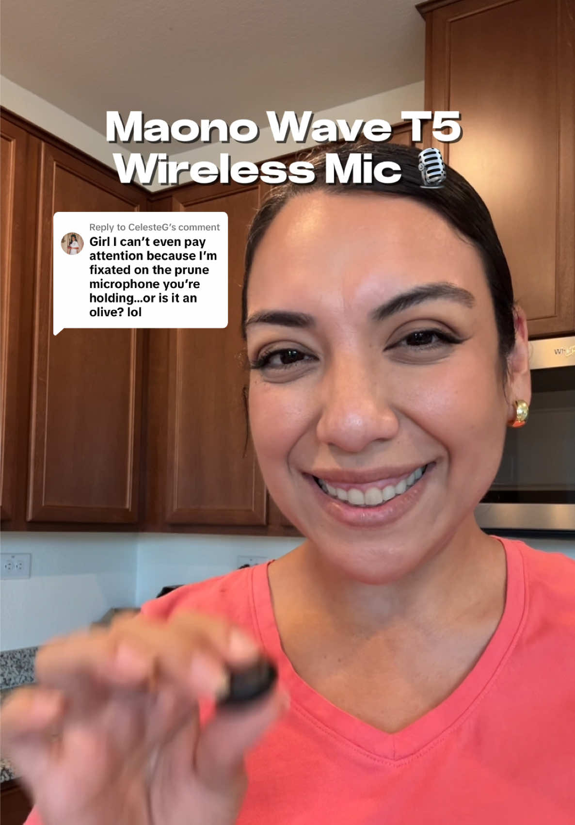 TikTok post by @iampaulay for MAONO. Caption reads: Replying to @CelesteG Maono Wave T5 Wireless Mic .....