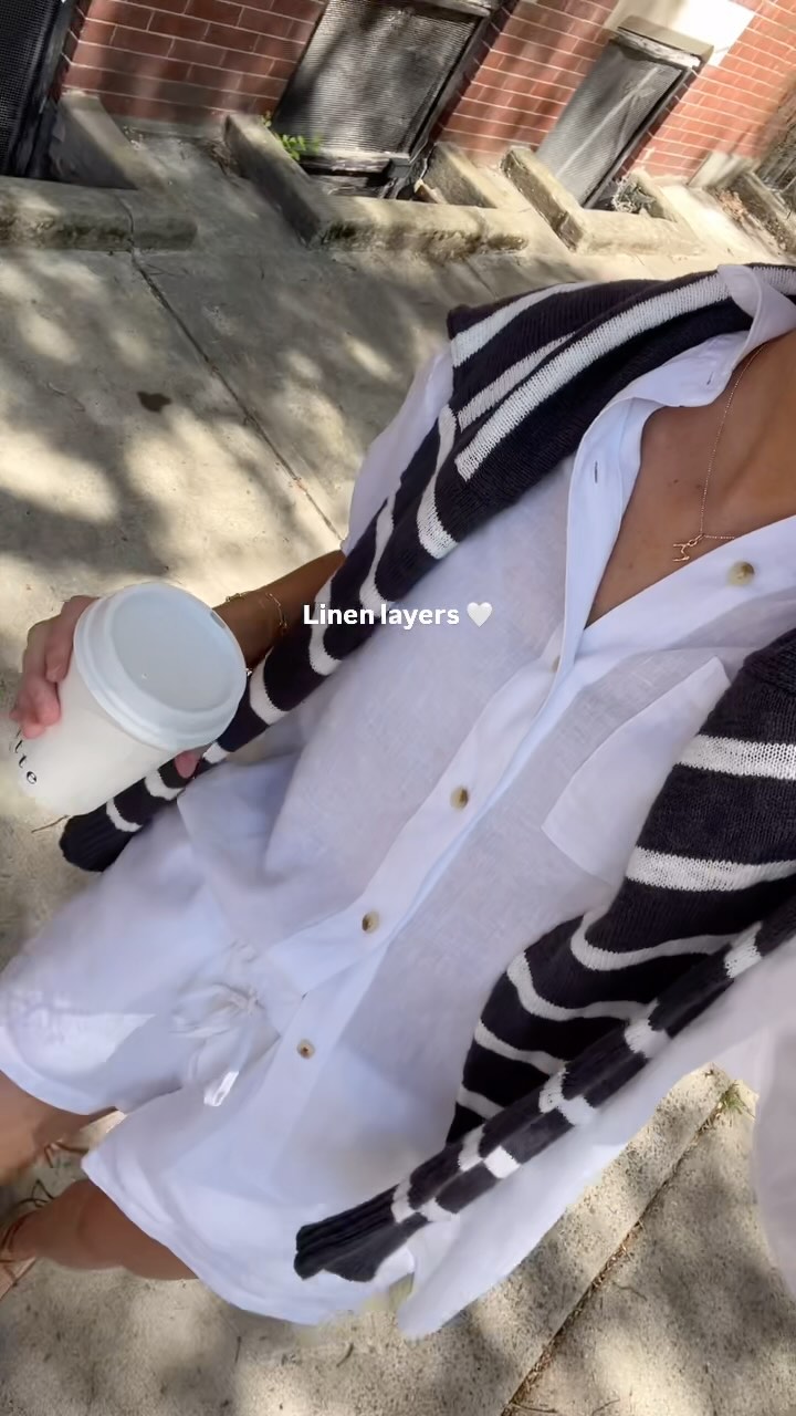 Instagram post by @maddiepriorhullstyling for Marine Layer. Caption reads: [...] layers! Comment link for details....