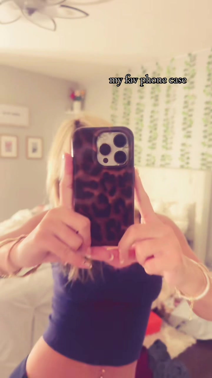 TikTok post by @hm01018 for VELVET CAVIAR. Caption reads: the cutest phone case 🐆🤎#velvetcaviar....
