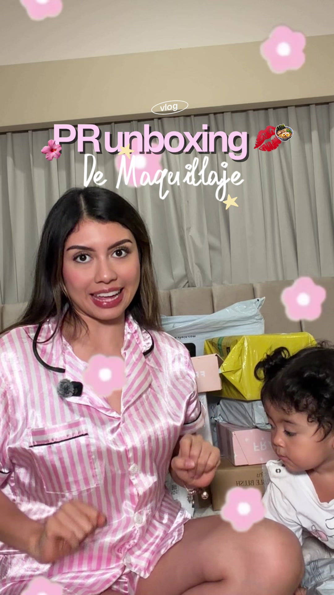 TikTok post by @valeriaaa.enriquez for Beauty Creations Cosmetics. Caption reads: MEGA UNBOXING de maquillaje de chava y cositas de....