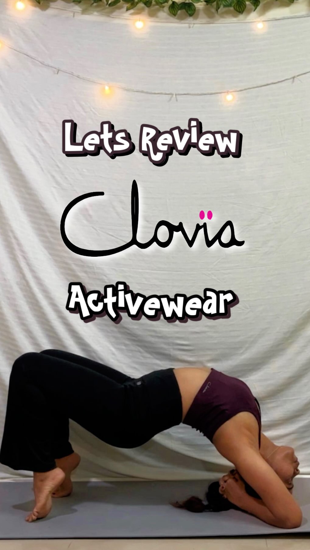 Instagram post by @cre8or.sanika for Clovia. Caption reads: 🏋️‍♀️ Move. Stretch. Slay. Repeat. 💪
Step up....