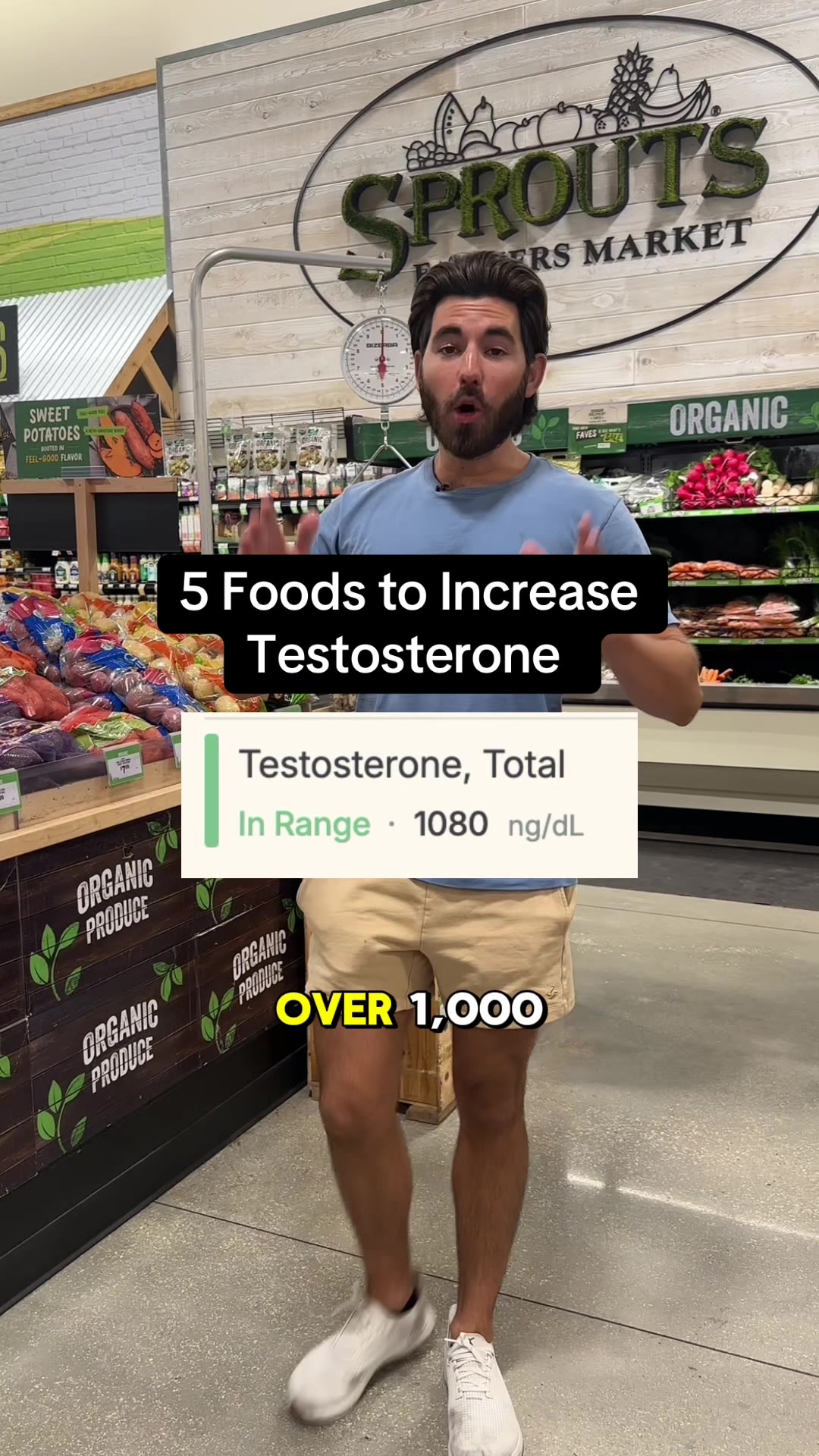 TikTok post by @cleankitchennutrition for Solaray. Caption reads: 5 foods to increase testosterone! #solaraypartner....