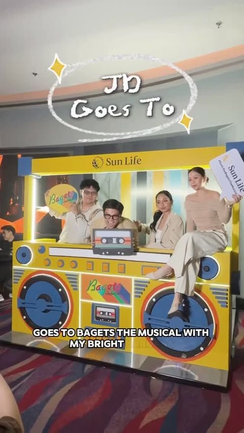 Instagram post by @johndeseo_ for Sun Life Philippines. Caption reads: Bagets: The Musical feels so nostalgic 🥹 Love how....