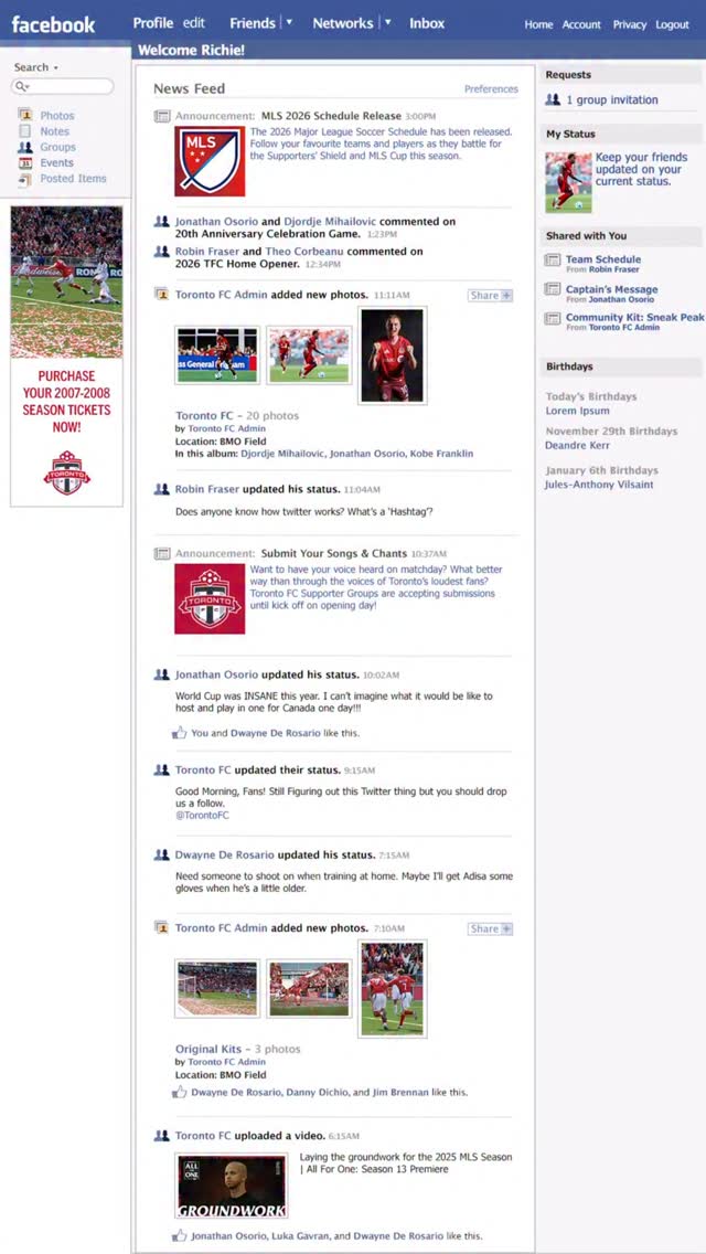 Instagram post by @torontofc for Major League Soccer. Caption reads: status update: the 2026 schedule just dropped 😎✌️.