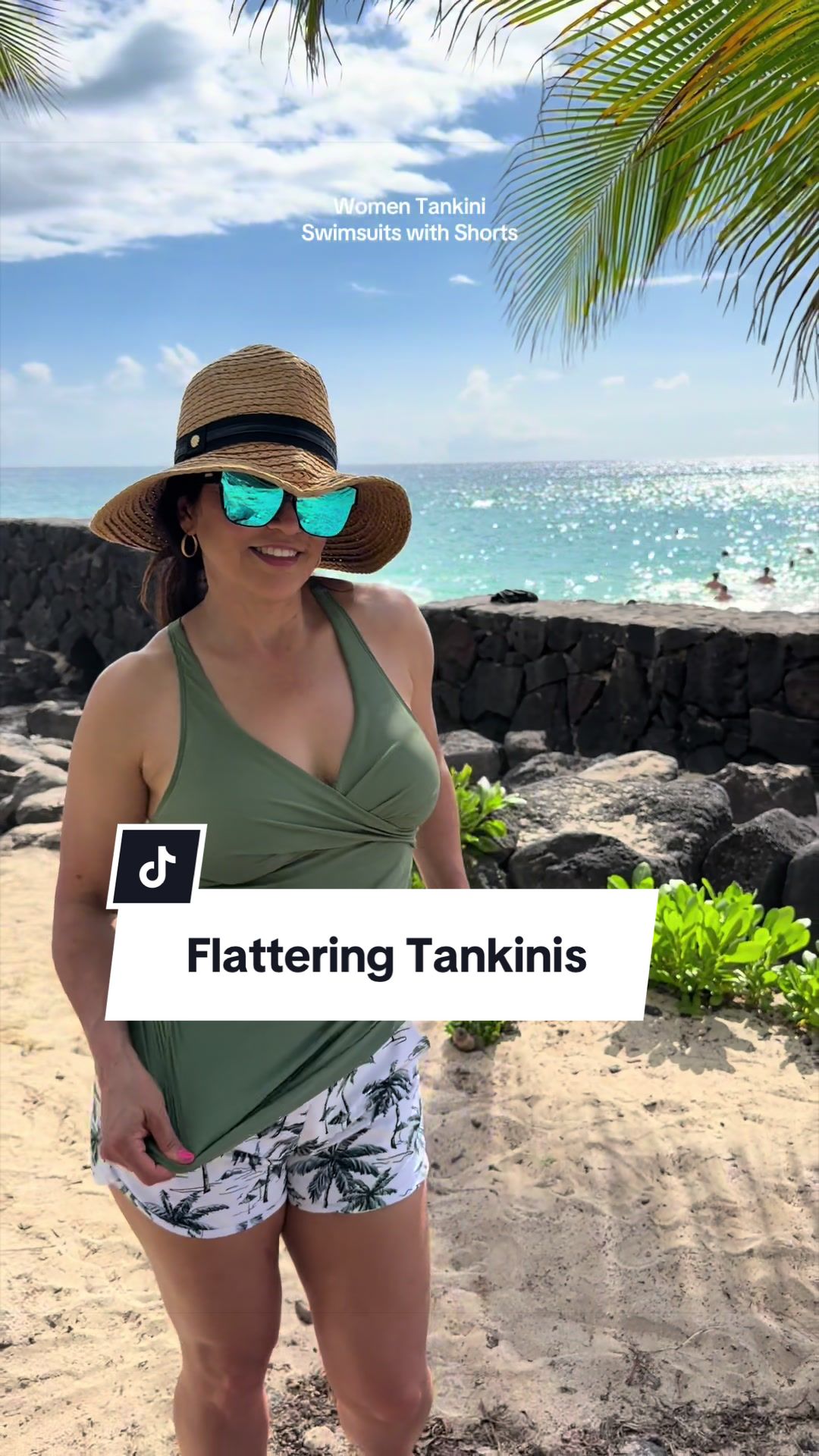 TikTok post by @realangiern for Tempt Me Swimsuits. Caption reads: [...] out all the fabulous designs ⬇️ @Tempt Me....