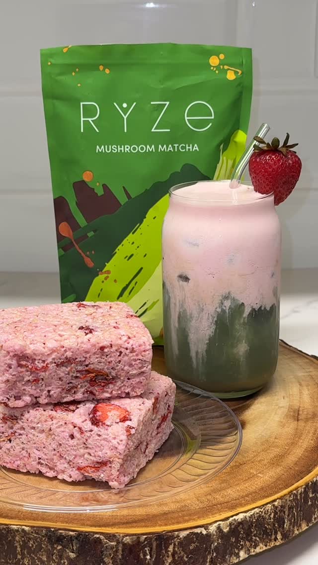 Instagram post by @thefunfluencer for RYZE SUPERFOODS. Caption reads: #ad 🍄 In my mushroom matcha era....
