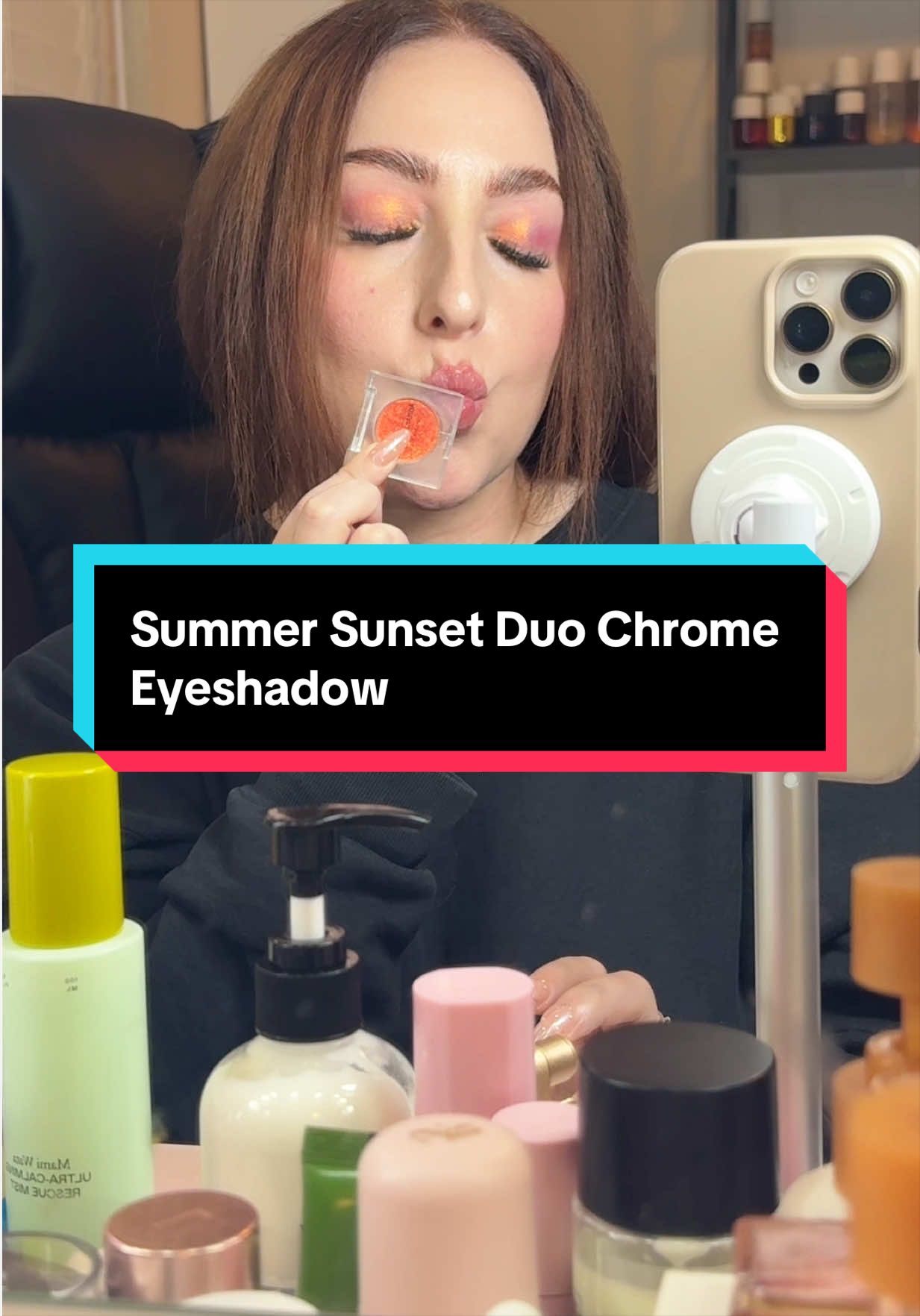 TikTok post by @itsari_b for Adriana Nichole Cosmetics. Caption reads: [...] look on my eyes all summer 🌅✨ Adriana....