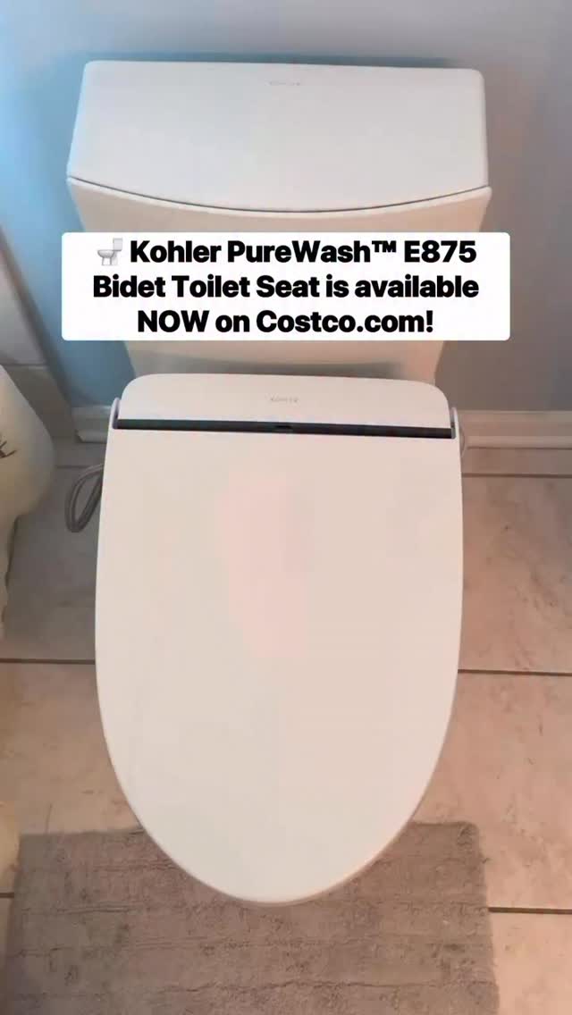 Instagram post by @costcobuys for KOHLER. Caption reads: 🚽 Kohler PureWash™ E875 Bidet Toilet Seat is....