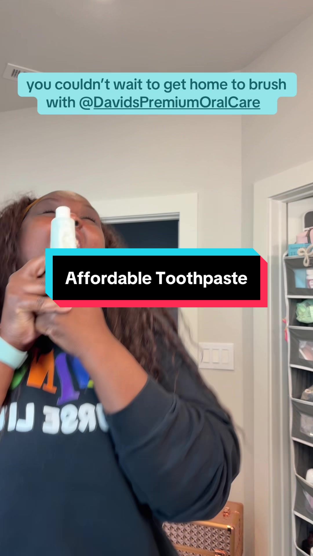 TikTok post by @withcristelle for Davids Natural Toothpaste. Caption reads: Enamel and whitening toothpaste that’s AFFORDABLE....
