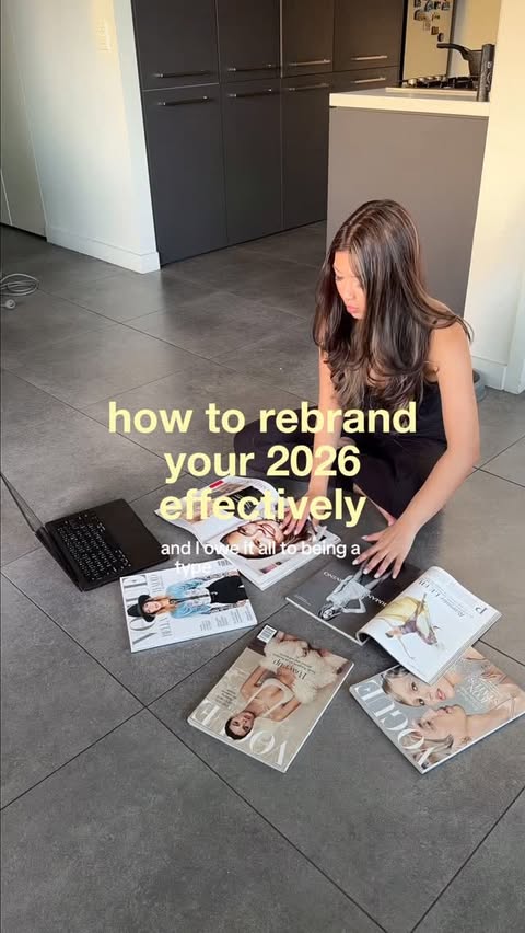 Instagram post by @sofiaqistine for Notion. Caption reads: how to effectively rebrand for 2026: aka give your....