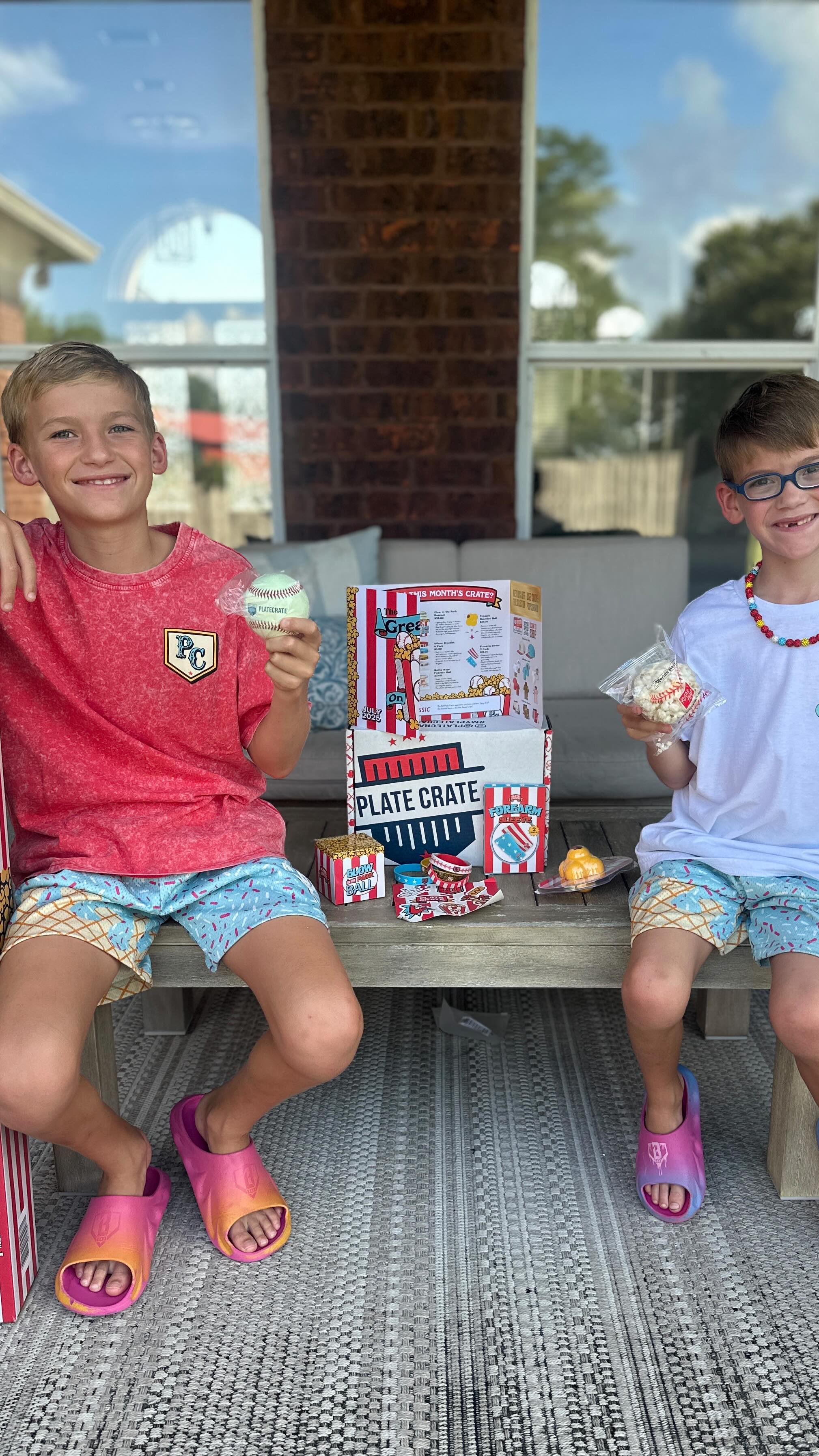 Instagram post by @trickshotsare4kidz for Plate Crate. Caption reads: [...] On Dirt! 🍿⚾️ the boys loved their....