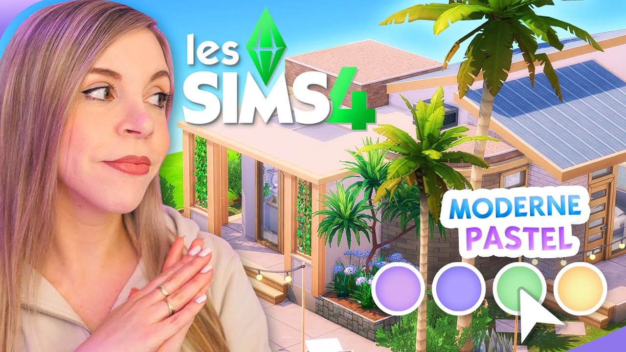 YouTube post by @itspixia for Tumblr. Caption reads: Ma 1ère création SIMS 4 de 2025 ! 🏠🌴.