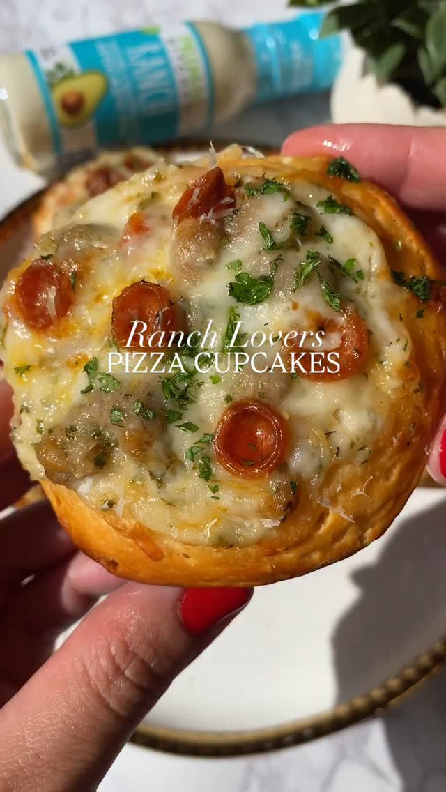 Instagram post by @shewillevolve for Primal Kitchen. Caption reads: Ranch Lovers Pizza Cupcakes🍕garlic butter....