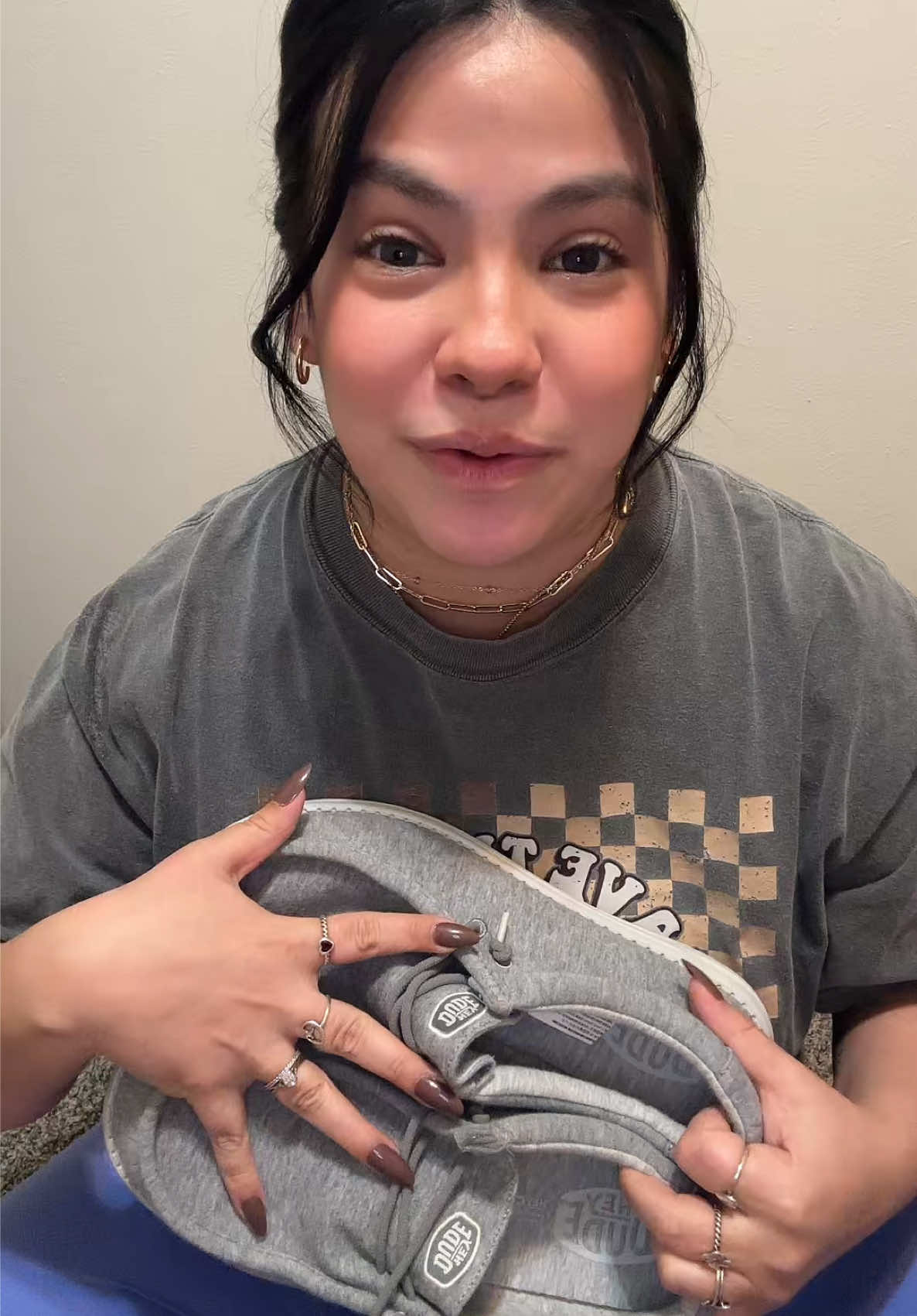 TikTok post by @kass.kennedy_ for HEYDUDE shoes. Caption reads: Part 6: Free Sample❤️ As a SAHM who barely makes....