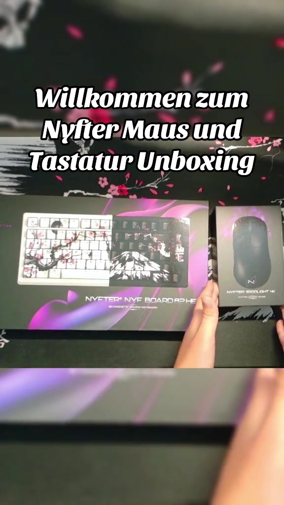 TikTok post by @arne.tv for nyfter. Caption reads: Nyfter Maus und Tastatur Unboxing🤩🔥 @Nyfter....