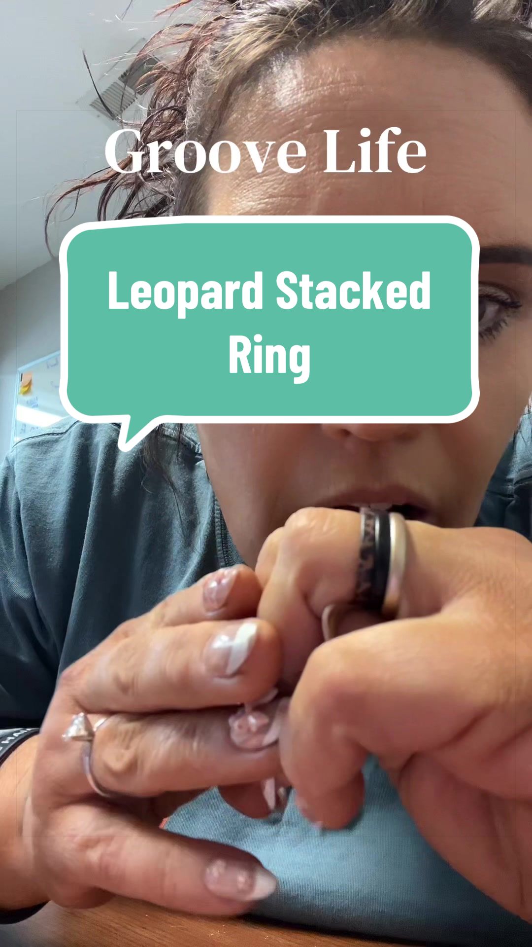 TikTok post by @yourtiktokbestiee1 for Groove Life. Caption reads: Leopard stacked Ring @Groove Life #rings....