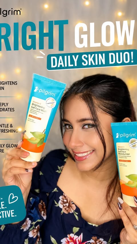 Instagram post by @dutta8862 for Pilgrim Makeup. Caption reads: POV: Vitamin C + hydration = the perfect glow....