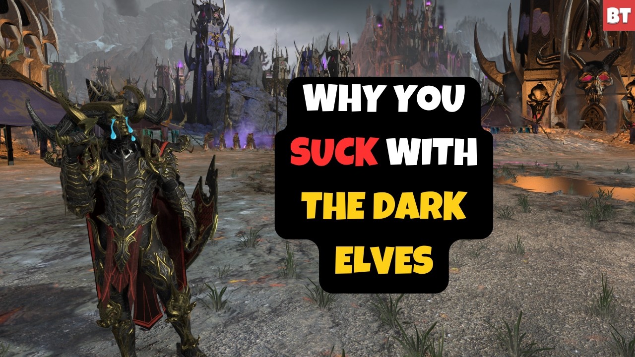 YouTube post by @BlakesTakes420 for Instant Gaming. Caption reads: Why You SUCK with The Dark Elves.