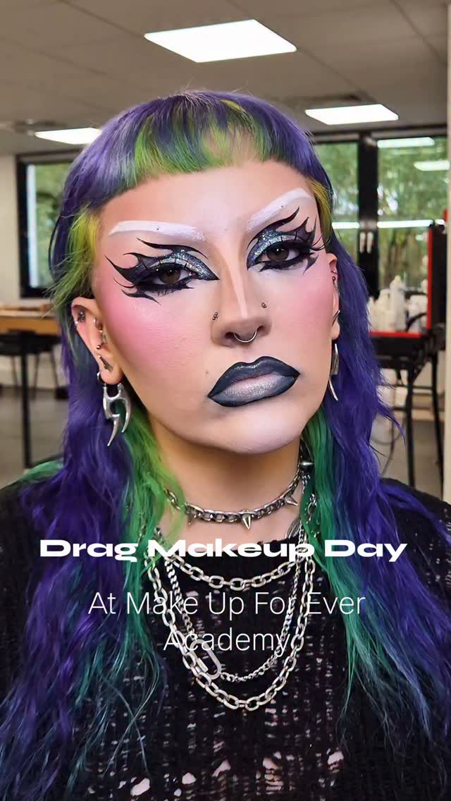 Instagram post by @nonaa_mua for RCMA Makeup. Caption reads: Drag exam day at @makeupforeveracademy ! So of....