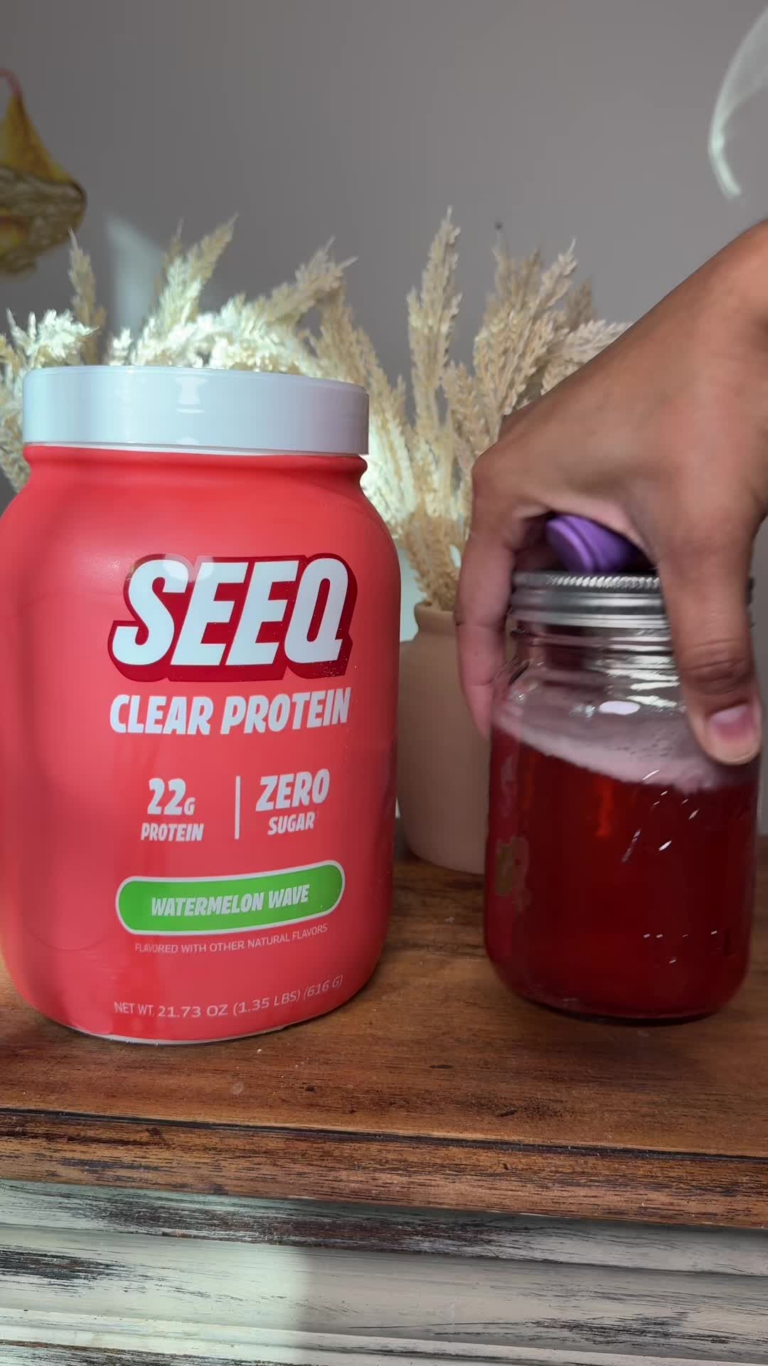 TikTok post by @styxxaroo for SEEQ SUPPLY. Caption reads: @SEEQ SUPPLY #clearprotein.