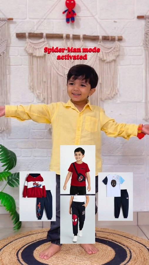 Instagram post by @itskaveer for Hopscotch. Caption reads: 🦸Super Hero fits from the all new @hopscotch.in....