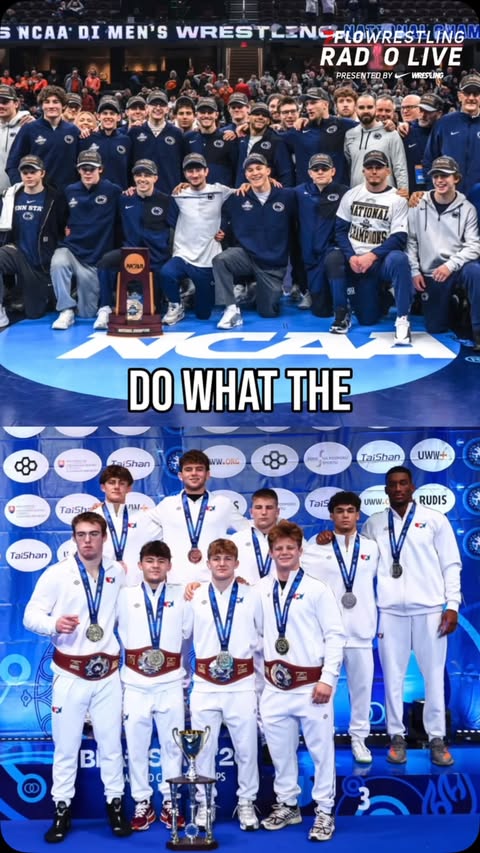 Instagram post by @cpyles for FloWrestling. Caption reads: Will Penn State ever have 4 champs, put 7 in the....