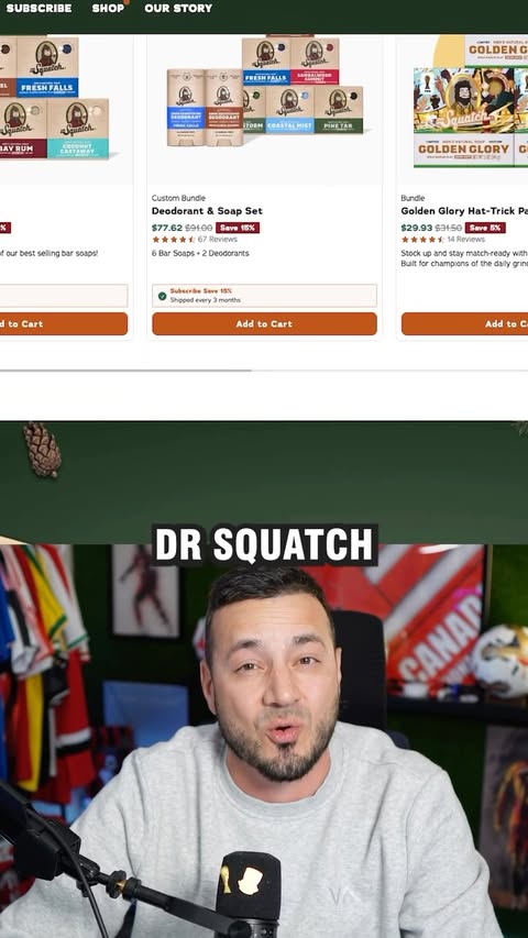 Instagram post by @tsar_fc for Dr. Squatch. Caption reads: [...] by shopping Dr.Squatch online! #ad....