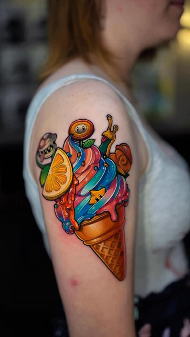 Instagram post by @lebenslaenglichtattoo for World Famous Tattoo Ink. Caption reads: Done with @worldfamousink @killerinktattoo....