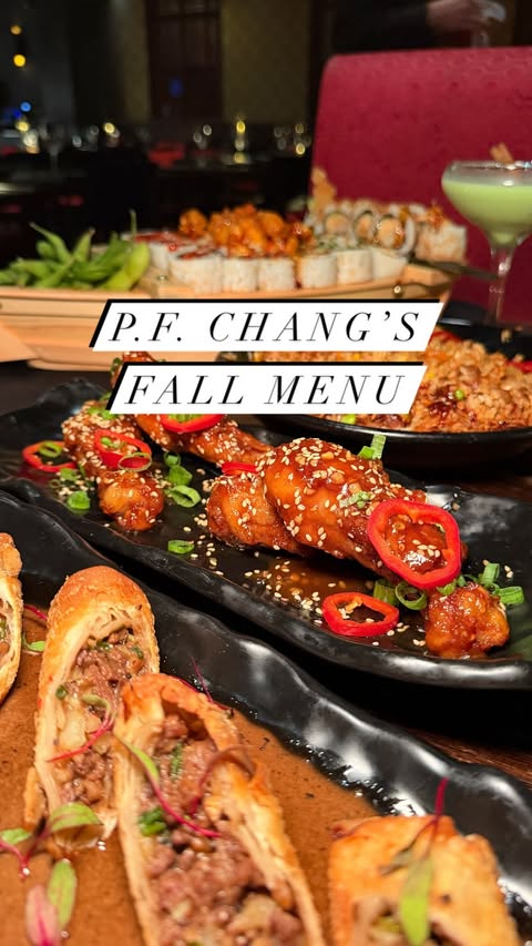 Instagram post by @jenz_losangeles for P.F. Chang's. Caption reads: 🍁Trying the COZIEST Fall dishes at @pfchangs 😌....