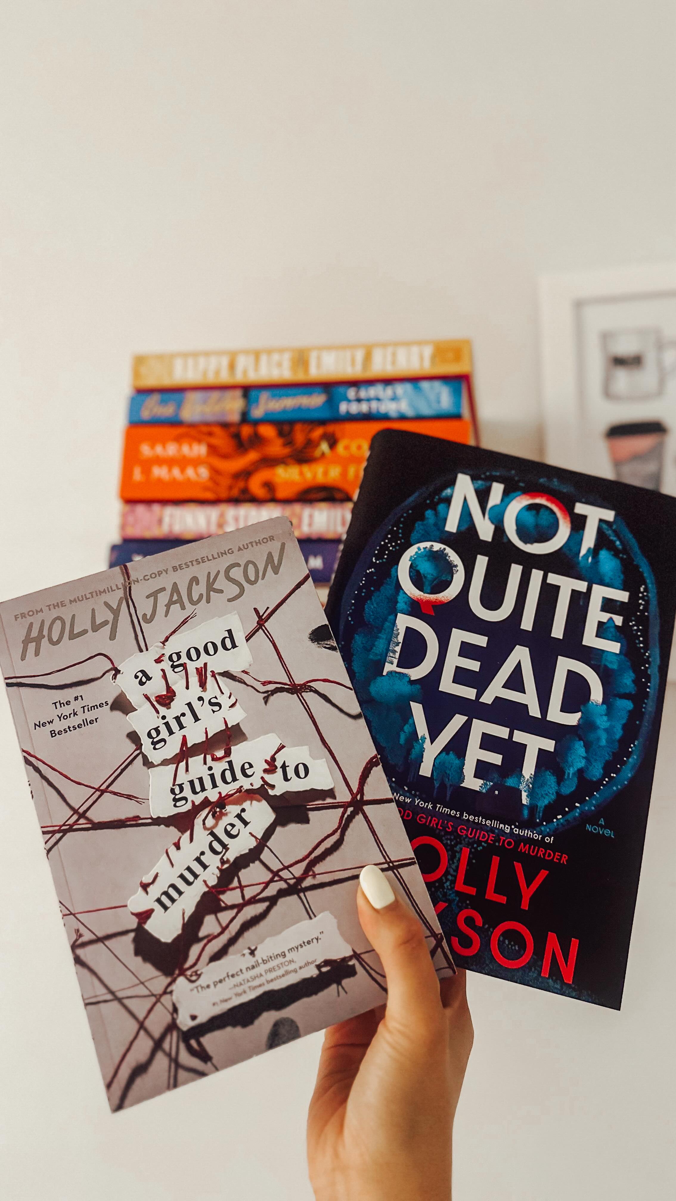 Instagram post by @readwithme.jess for Penguin Teen. Caption reads: Falling for fall reads 🕵️🫆🪏🔪 #ad

Leaves are....