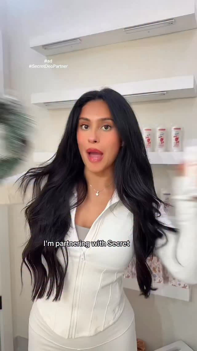 Instagram post by @honeybobabear for Secret Deodorant. Caption reads: #ad #SecretDeoPartner  Guest bathroom restocked!....