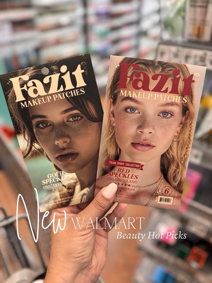 Instagram post by @walmartfavs for Fazit. Caption reads: [...] pass up ✨💄From Swiftie-loved freckles....