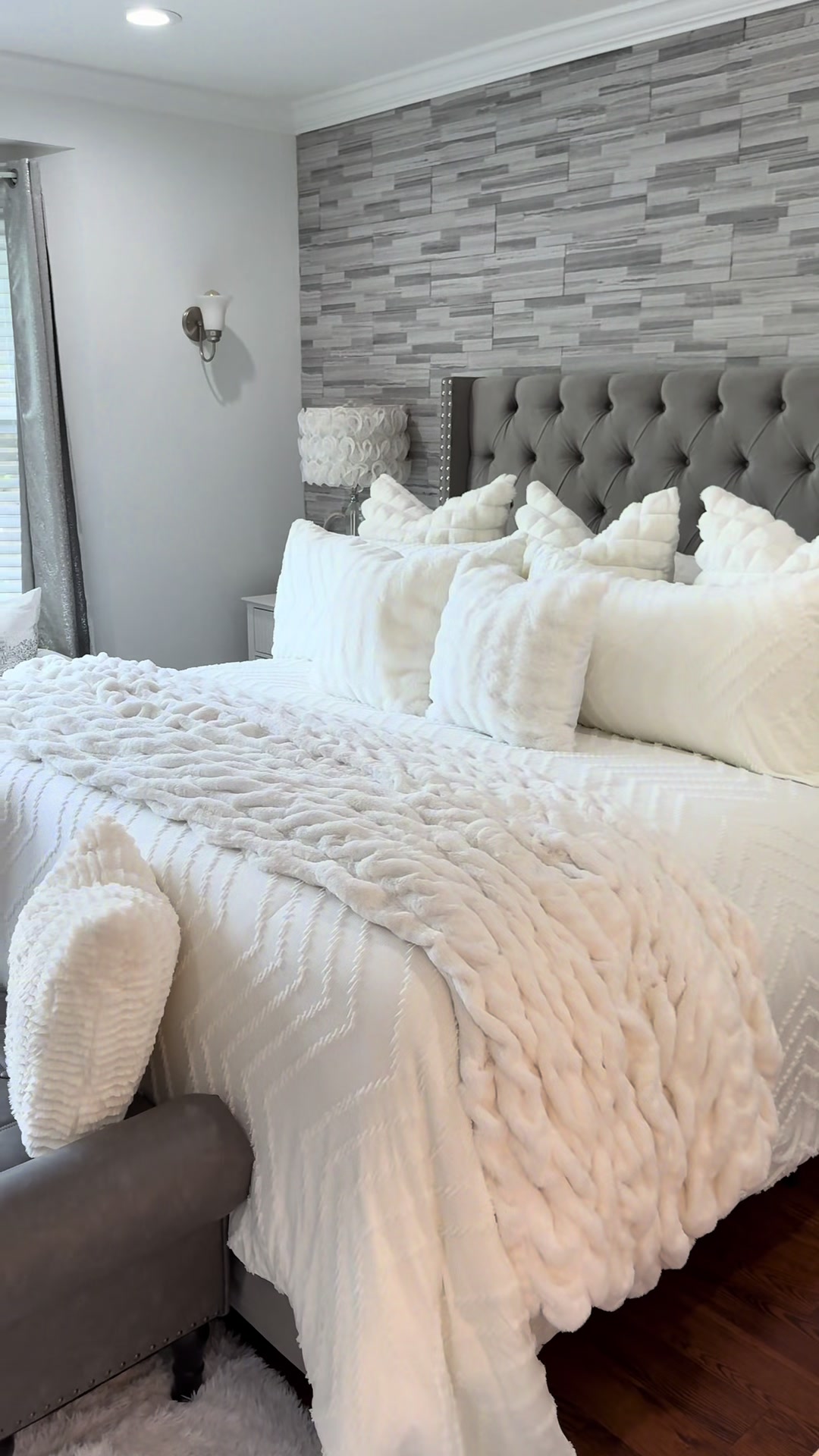 TikTok post by an influencer for Litanika. Caption reads: [...] Chevron Comforter Set by Litanika. @Litanika....