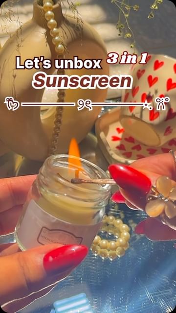 Instagram post by @glitzyglam_by_tuba for The Ayurveda Co.. Caption reads: 3 in 1 Sunscreen - Hydrate, Protect &....