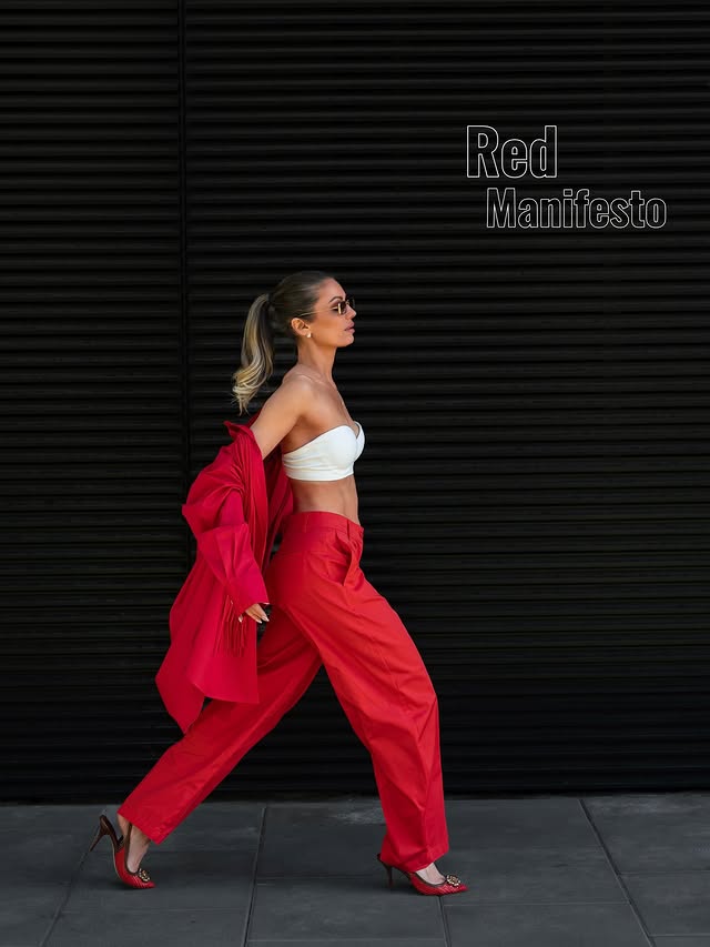 Instagram post by @mrs.edithh for PINKO. Caption reads: [...] how you wear the color ❤️ @pinkoofficial....