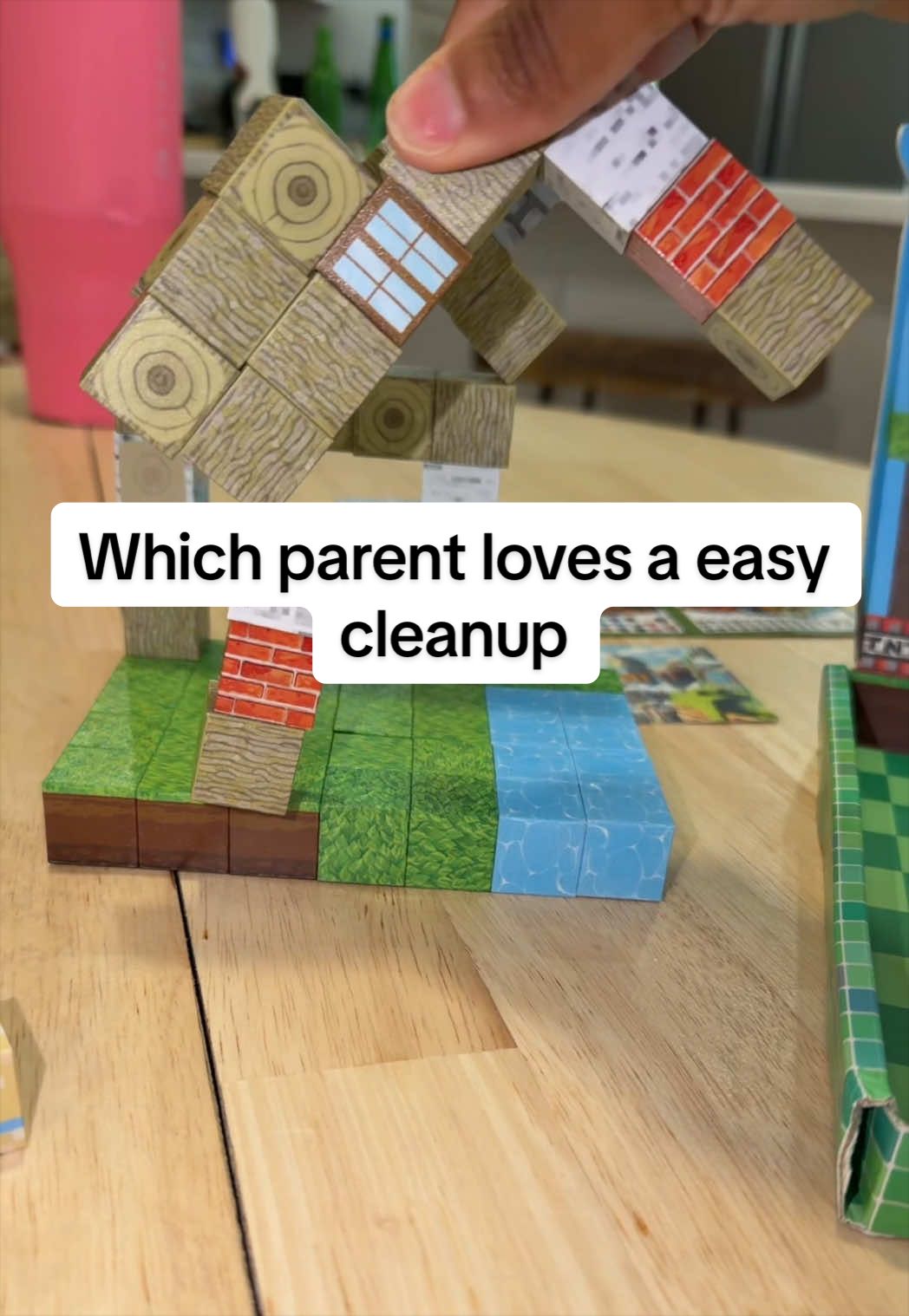 TikTok post by @carollynndesigns for Magnetopia. Caption reads: [...] #cleanuptime #kidstoys #magneticcubes....