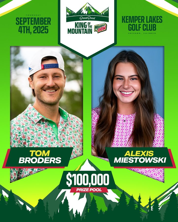 Instagram post by @alexis.miestowski for Good Good Golf. Caption reads: The team bringing the vibes back to @bubbiegolf....