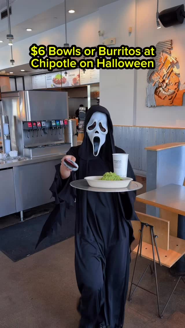 Instagram post by @debbiewilsonn for Chipotle. Caption reads: Don’t forget to go to Chipotle on Halloween for....