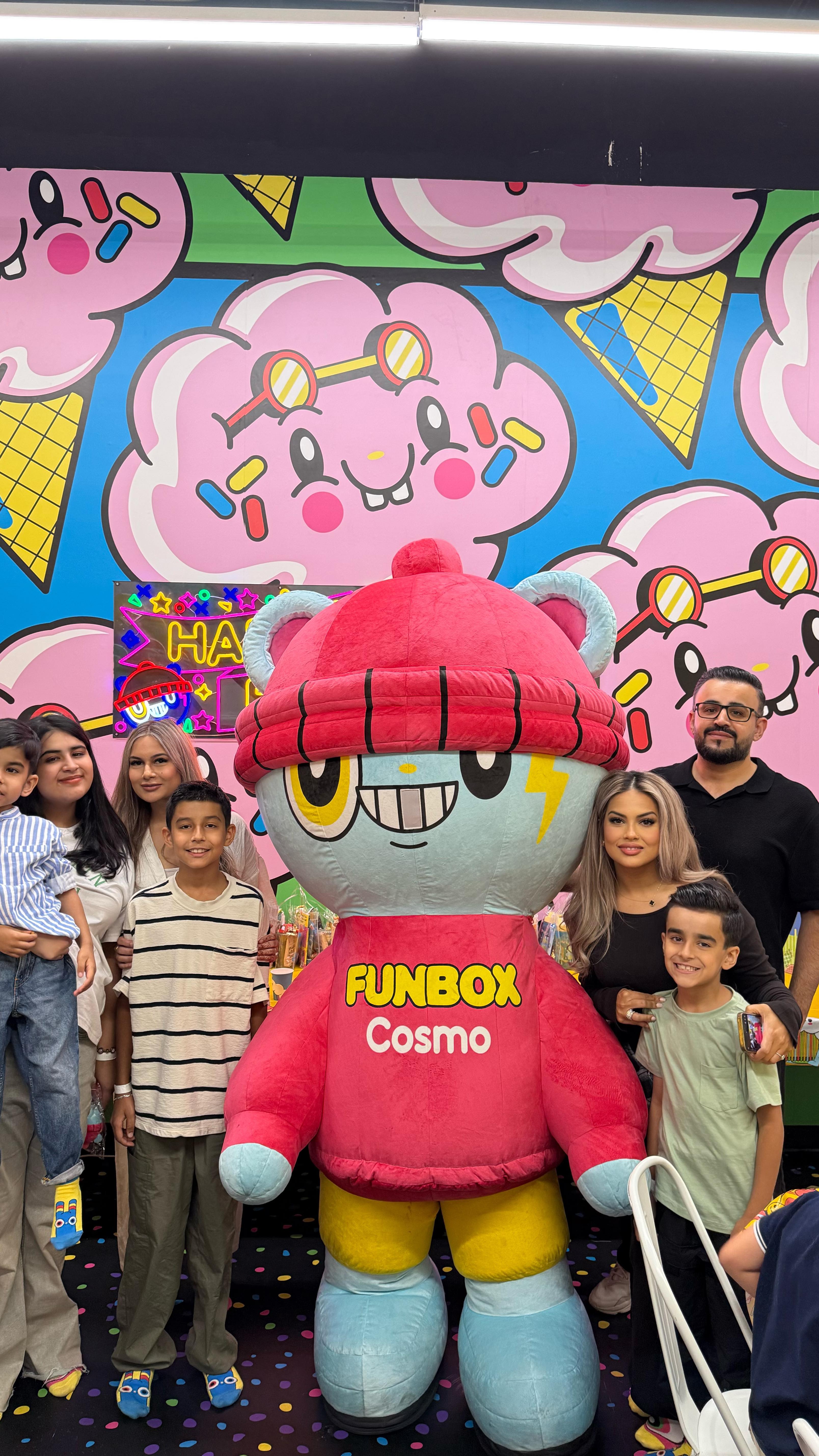 Instagram post by @nnayyabb for Funbox. Caption reads: [...] with that. 🥳🫶🏻. #5thbirthdayparty #funbox....