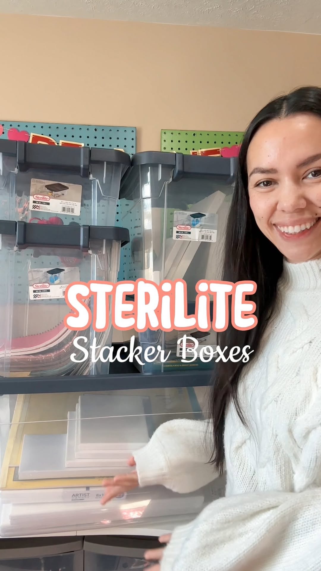 Instagram post by @amandajfriedl for Sterilite Corporation. Caption reads: #Sponsored
I’m incorporating the Stacker Boxes....