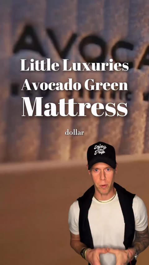 Instagram post by @calebulf for Avocado Green Mattress. Caption reads: @avocado.green Mattress is a Little Luxury and....