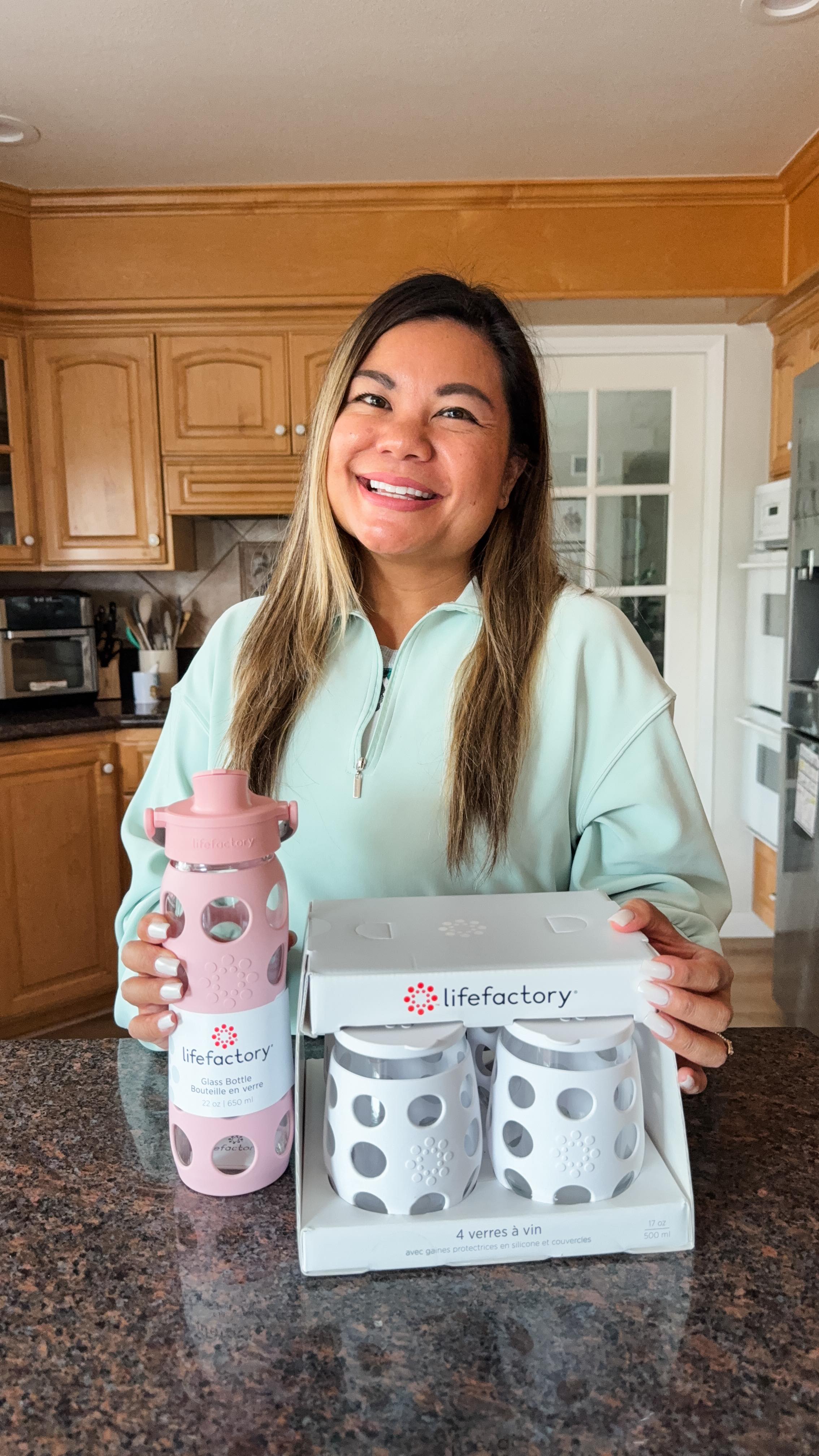 Instagram post by @junebabylove for Lifefactory. Caption reads: I love my new drinkware from @lifefactory! I love....