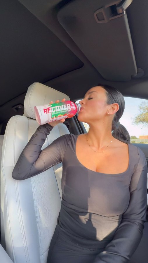 Instagram post by @gelesann for DrinkRecover. Caption reads: Work hard, recover harder be sure to grab....