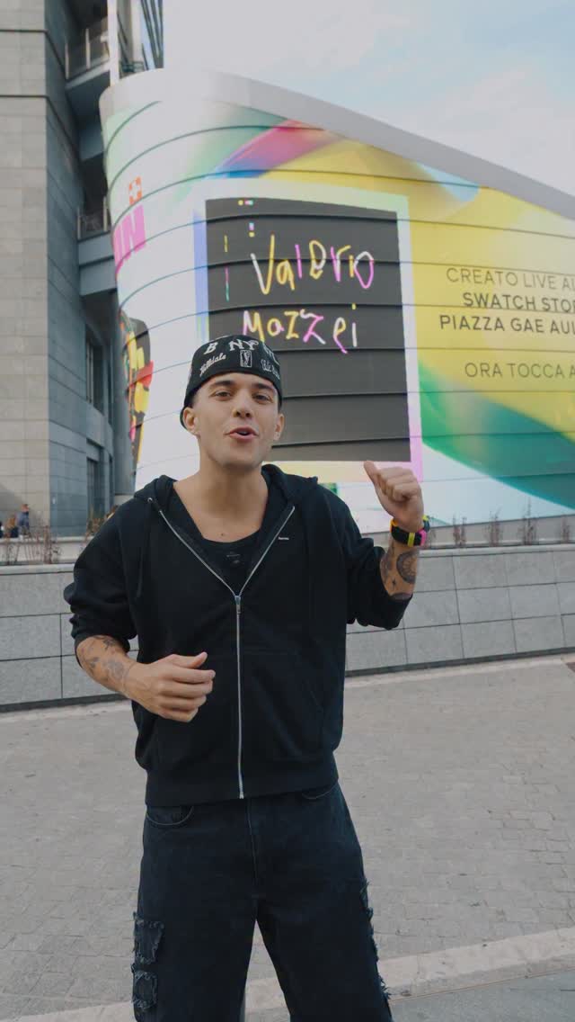 Instagram post by @valerio.mazzei for Swatch. Caption reads: The Swatch NEON experience #SwatchNEON @swatch_it....