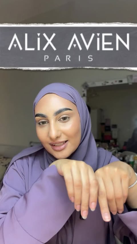 Instagram post by @rudaina.mua for Alix Avien. Caption reads: @alixavienparis.om 🩶 #pr #makeup #grwm #foryou....