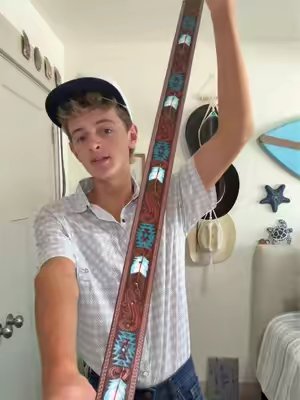 TikTok post by @hunter_bingham for Molly’s Custom Silver. Caption reads: Yall need this belt #mollyscustomsilver #Western....