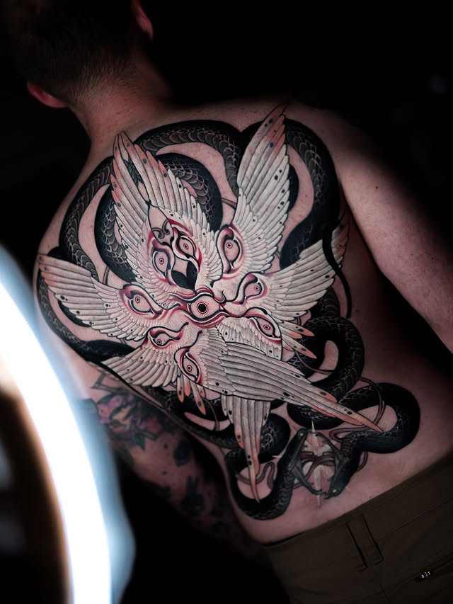 Instagram post by @sulhong_tattooer for EZ Tattoo Supply. Caption reads: Done at @redwaikiki Sponsored by @eztattooing....