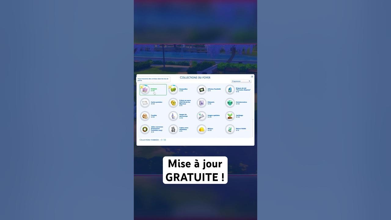 YouTube post by @Conjureuse for Tumblr. Caption reads: Grosse Mise à Jour GRATUITE des Sims 4 !.