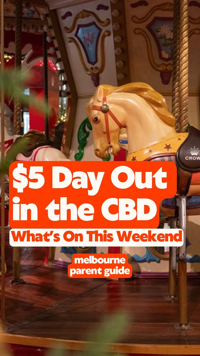 Instagram post by @melbourneparentguide for Crown Melbourne. Caption reads: [...] 10am–4pm Free entry 🎅 Visit Santa....