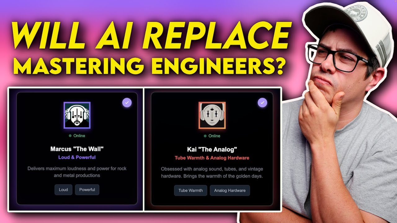 YouTube post by @spinlightstudios for Safari Pedals. Caption reads: Is AI Mastering Actually Any Good?.